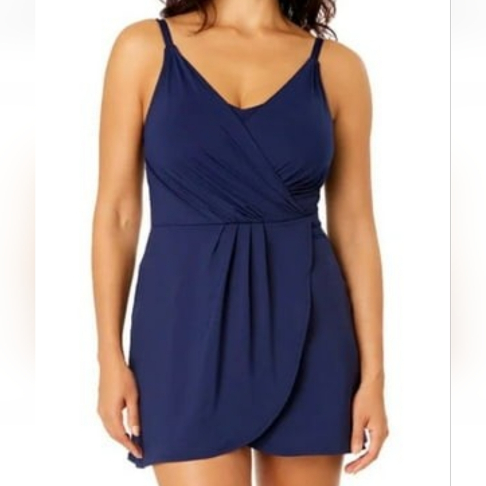 Lands End Ladies Size XL (18) Swim Dress Navy
